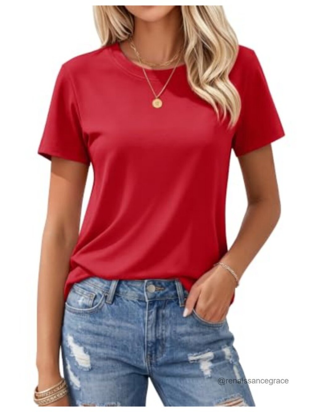Women's Cotton Crew Neck Short Sleeve Tee Breathable Casual Summer Top